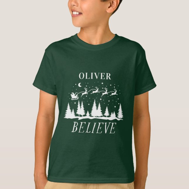 Tomten tror på den traditionella julfamiljen t shirt (Framsida)