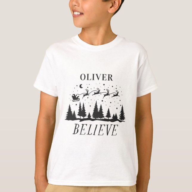 Tomten tror på traditionell jul t shirt (Framsida)