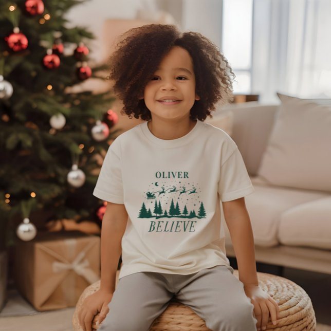 Tomten tror på traditionell jultomte-grönt t shirt (Skapare uppladdad)