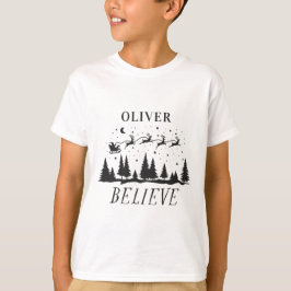 Tomten tror på traditionellt svart julfoto t shirt
