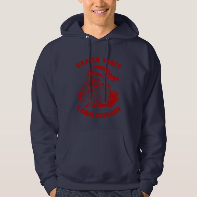 Tomten vänta, jag kan förklara jul Humor Hoodie (Framsida)