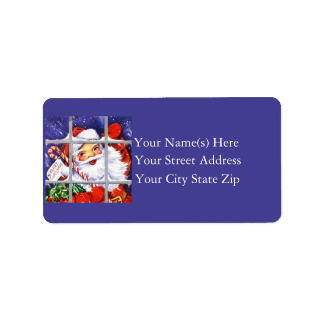 Tomten vid fönsterhelgjulen adressetikett (Framsidan)