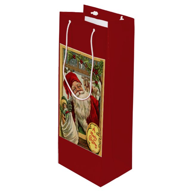 Tomten vid fönstret med Leksaker Vin Gift Bag (Framsidan Vinklad)