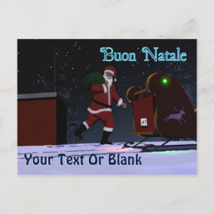 Tomten vid Tak - Buon Natale Helg Vykort