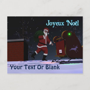 Tomten vid Tak - Joyeux Noё l Helg Vykort