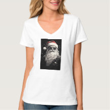 "Tomten" Vit jul T-shirt för kvinnor