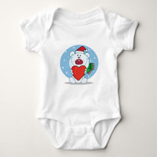 Tomten White Bear med Heart Tee Shirt