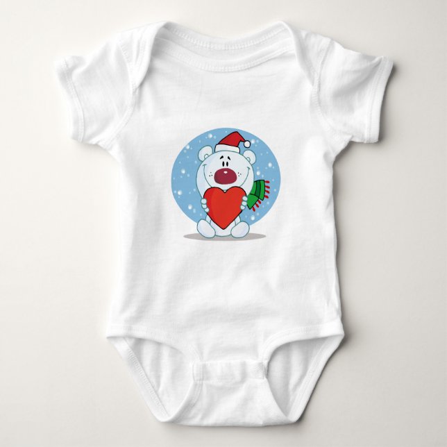 Tomten White Bear med Heart Tee Shirt (Framsida)