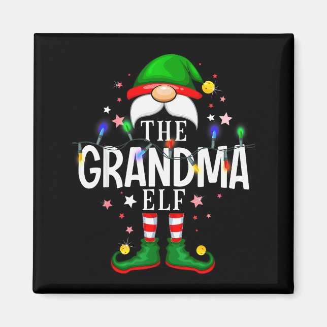 Tomtenisse Mormor Jul Familj Pyjamasparty  Magnet (Framsidan)