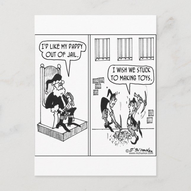 Tomtens älvar Hjälp att bryta ut Pappa ur fängelse Helg Vykort (Framsida)