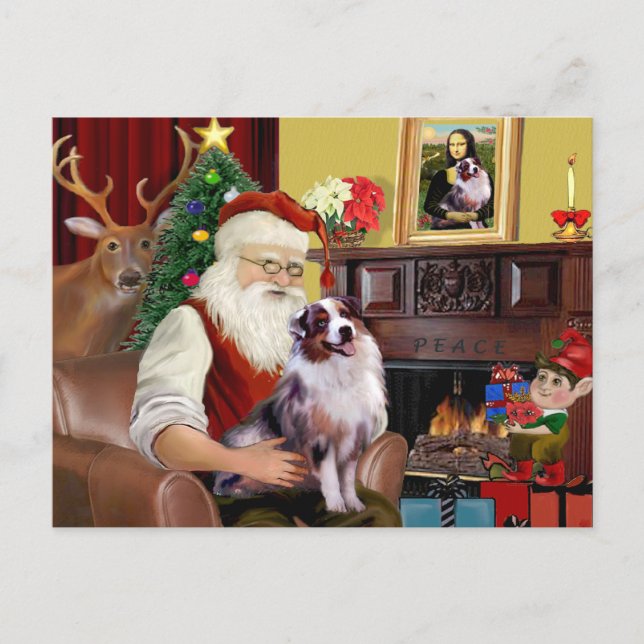 Tomtens australian shepherd (merle) helg vykort (Framsida)