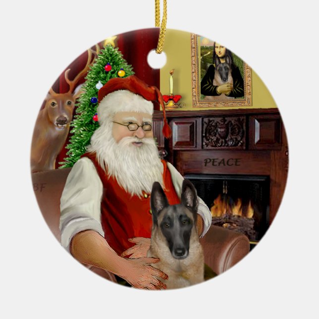 Tomtens - Belgisk Malinois Julgransprydnad Keramik (Framsidan)