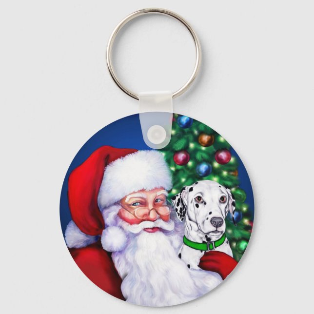 Tomtens Dalmatian vid jul Nyckelring (Framsida)
