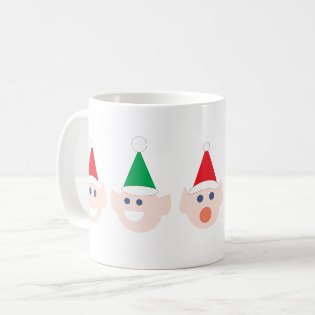 Tomtens Elves Elf-huvuden Ansikte jul Nordpolen Kaffemugg (Framsida vänster)