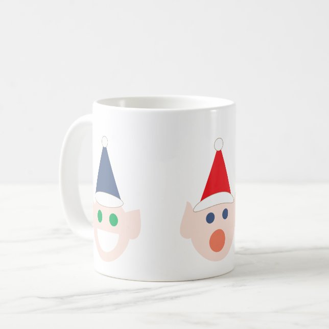 Tomtens Elves Elf-huvuden Ansikte jul Nordpolen Kaffemugg (Framsida vänster)