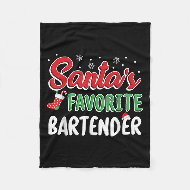 Tomtens favorit bartender t-shirt söß julfest fleecefilt (Framsidan)