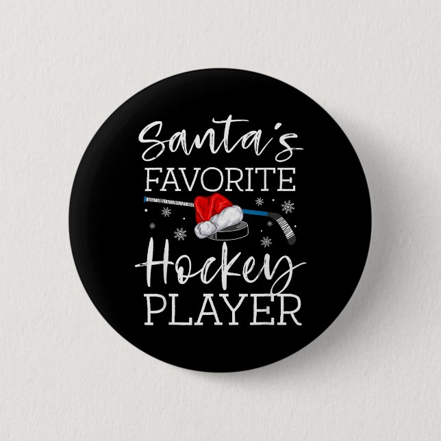 Tomtens Favorit Hockeyspelare Rolig Pyjamas Knapp (Framsida)