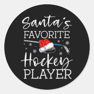 Tomtens Favorit Hockeyspelare Rolig Pyjamas Runt Klistermärke