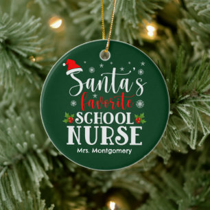 Tomtens favorit skolsköterska julpresent julgransprydnad keramik