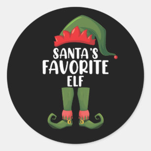 Tomtens Favoritälva Matchande Familje Jul Runt Klistermärke