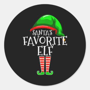 Tomtens favoritälvgruppsmatchande familje jul runt klistermärke