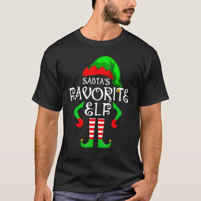 Tomtens favoritfamilj Elf Jul Matching Cos T Shirt (Framsida)
