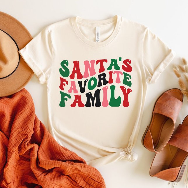 Tomtens favoritfamilj Jul Groovy vit T Shirt (Santa's Favorite Family Christmas Groovy white T-Shirt)