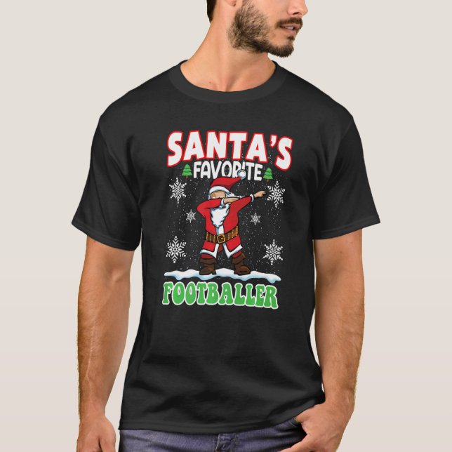 Tomtens favoritfotbollsspelare Dabbing Santa X mas T Shirt (Framsida)
