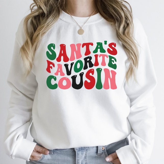 Tomtens favoritkusin jul Groovy vit T Shirt (Santa's Favorite Cousin Christmas Groovy white T-Shirt)