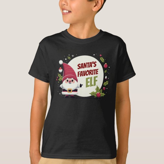 Tomtens favoritpanel Elf Träd T Shirt (Framsida)
