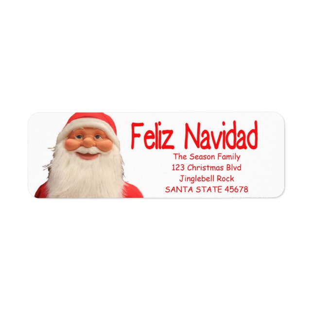 Tomtens Feliz Navidad-juletikett Returadress Etikett (Framsidan)