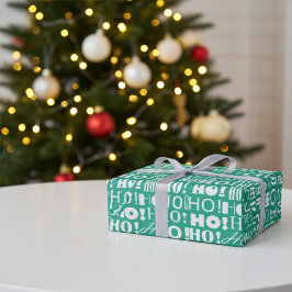 Tomtens Festive HO! HO! HO! Hälsning i Jade Grönt Presentpapper