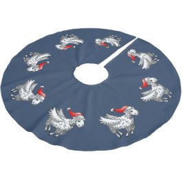 Tomtens flugande julfår julgransmatta borstad polyester