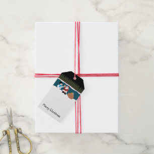 Tomtens gåva till Snögubbe Juletiketter Presentetikett