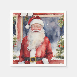 Tomtens Glatta vattenfärgsjul Papper Pappersservett