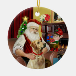 Tomtens gula labrador (#8) julgransprydnad keramik