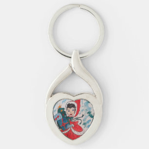 Tomtens Helper-jul Metall Twisted Heart Silverfärgad Nyckelring