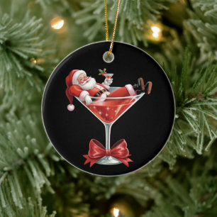 Tomtens heta röra julmartini Rolig tomte Julgransprydnad Keramik