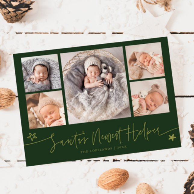 Tomtens Hjälpare Julgrön Födelsetjutande Julkort (Skapare uppladdad)