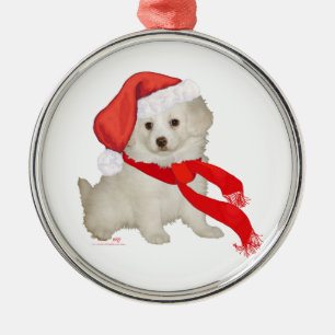 Tomtens hjälpen Puppy Pudel / Bichon Mix Julgransprydnad Metall