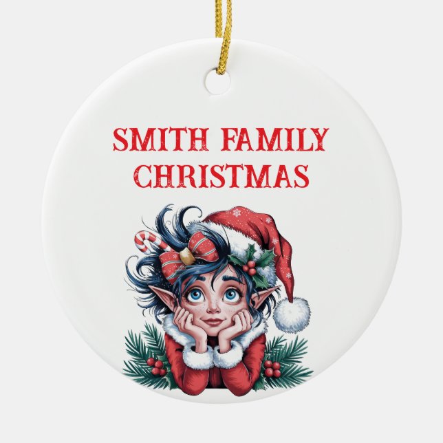 Tomtens jul-tomte festiva keramiska ornament (Framsidan)