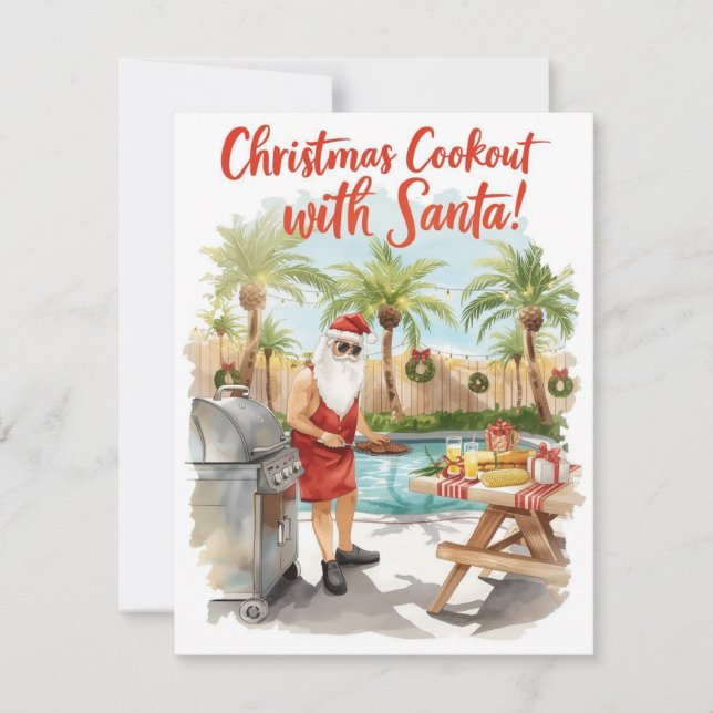 Tomtens julgrill – Modern vattenfärg Julkort (Framsida)