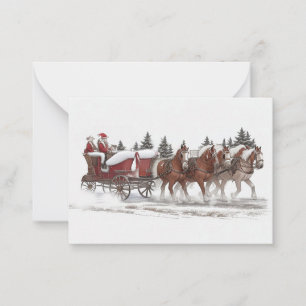 Tomtens julkort för Land Sleigh Ride Anteckningskort
