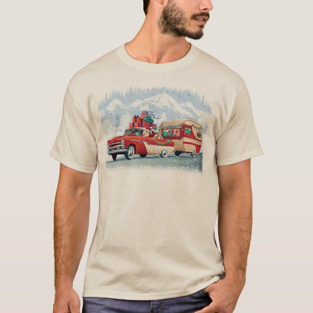 Tomtens klassiska bil + jultomte t shirt (Framsida)