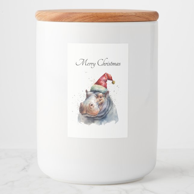 Tomtens lilla Hippo, anpassningsbar Mat Etikett (Framsida)