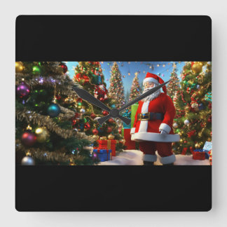 Tomtens magiska tidsstycke - Festive Helgdag Clock Fyrkantig Klocka