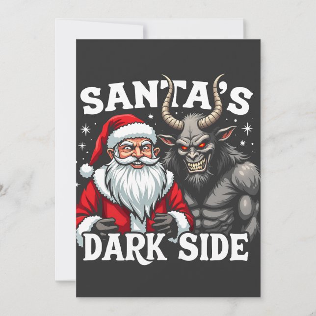 Tomtens Mörk Side Jul Evil Krampus Inbjudningar (Framsida)