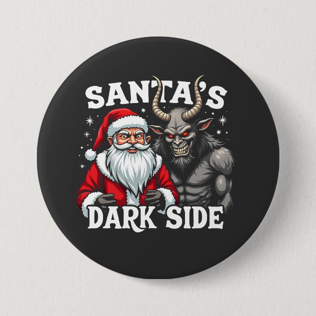 Tomtens Mörk Side Jul Evil Krampus Knapp (Framsida)