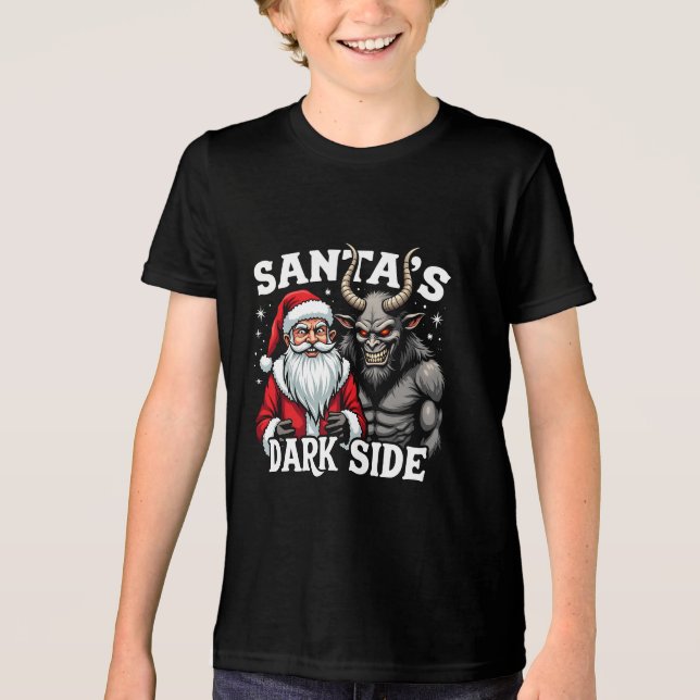 Tomtens Mörk Side Jul Evil Krampus T Shirt (Framsida)