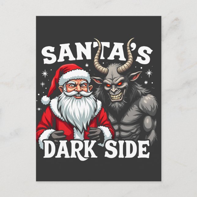 Tomtens Mörk Side Jul Evil Krampus Vykort (Framsida)
